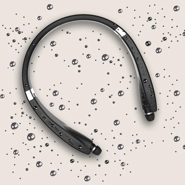 Alt view image 6 of 7 - Foldable Retractable Bluetooth Wireless Headset Lightweight Noise Cancelling Stereo Neckband Headphones Earphone Earpiece Carrying Case Pouch for Sports Exercise Workout Running Gym Smartphone