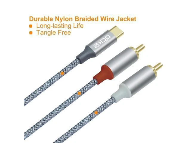 Alt view image 5 of 6 - USB C to 2 RCA Audio Cable Type C to 2RCA Adapter Cord Male Y Splitter Nylon Braided Wire Stereo Converter Line Connector Lead Sound Plug for Speaker Car Stereo Home Theater PC Amplifier
