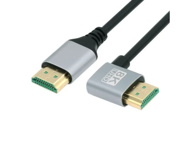 Alt view image 4 of 7 - HDMI 2.1 8K 60Hz 4K 120Hz Cable Male to Male 90 Degree Right Angled 48Gbps Ultra High Speed Gold Plated Wire Cord Connector Extension Adapter for Smart TV Monitor Desktop PC Laptop Projector