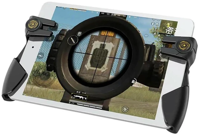 Alt view image 2 of 4 - 6-Finger Mobile Game Triggers for PUBG/CODM (Mechanical, NO Bluetooth), Physical Aim/Shoot Button Controller Grip for Phone & Tablet