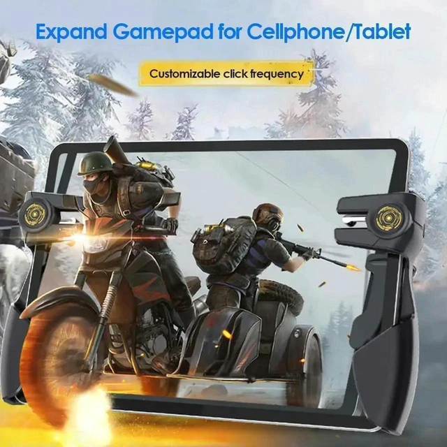 Alt view image 4 of 4 - 6-Finger Mobile Game Triggers for PUBG/CODM (Mechanical, NO Bluetooth), Physical Aim/Shoot Button Controller Grip for Phone & Tablet