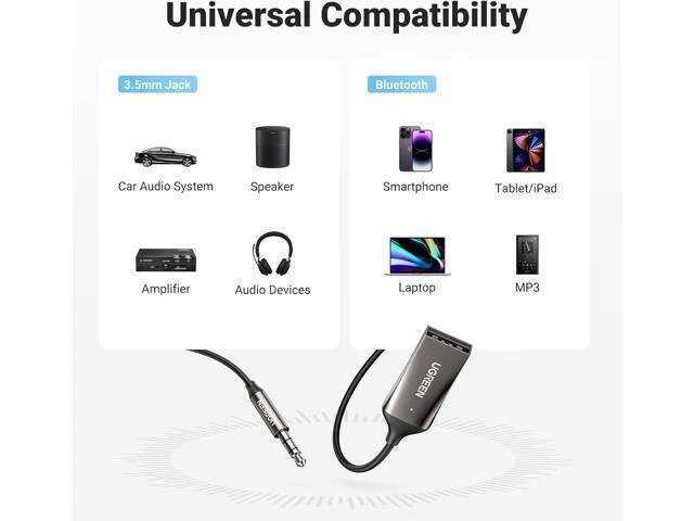 Alt view image 5 of 7 - Bluetooth 5.4 Receiver for Car (USB Powered, AUX Audio), 3.5mm Aux to Bluetooth Adapter with Built-in Mic for Hands-Free Calling