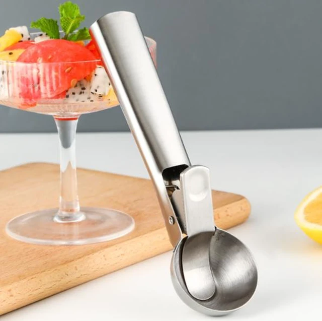 Alt view image 2 of 5 - Stainless Steel Cookie Scoop & Ice Cream Scooper (Trigger Release), Spring-Loaded Portion Spoon for Dough, Melon & Meatballs