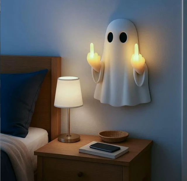 Alt view image 5 of 5 - Funny "Attitude" Ghost LED Night Light (USB Powered, No Adapter), Sassy Spooky Desk Lamp & White Elephant Gag Gift for Office/Adults
