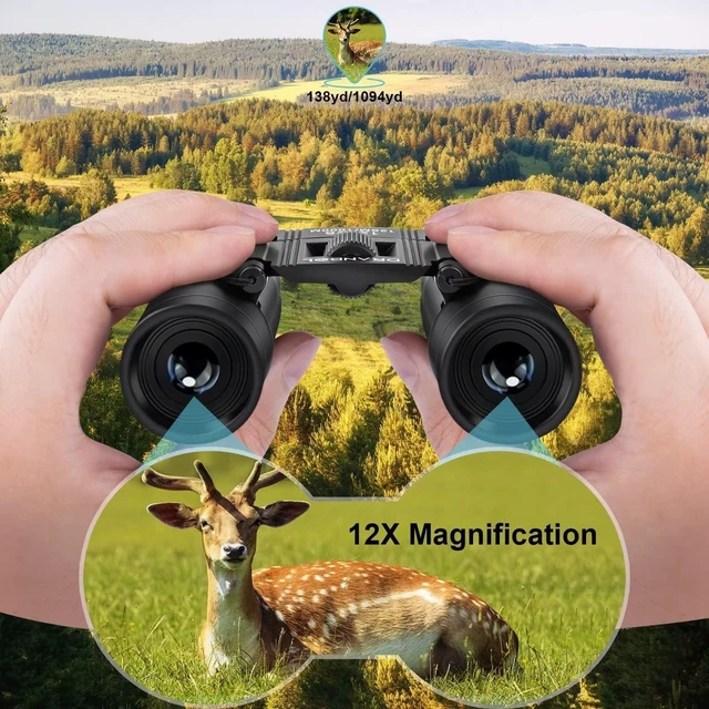Alt view image 3 of 7 - 12X25 Mini Pocket Binoculars High Definition Optical Lens Lightweight Folding Small Compact Telescope Portable Clear Vision Adults Kids Outdoor Gear for Bird Watching Opera Concert Travel Hiking Game