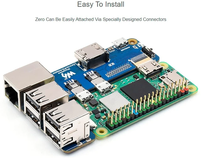 Alt view image 3 of 5 - Form Factor Adapter Board for RPi Zero to 3B/3B+ Layout, Hardware Port Expander for Pi 3B HATs (Empty Board ONLY, No CPU)