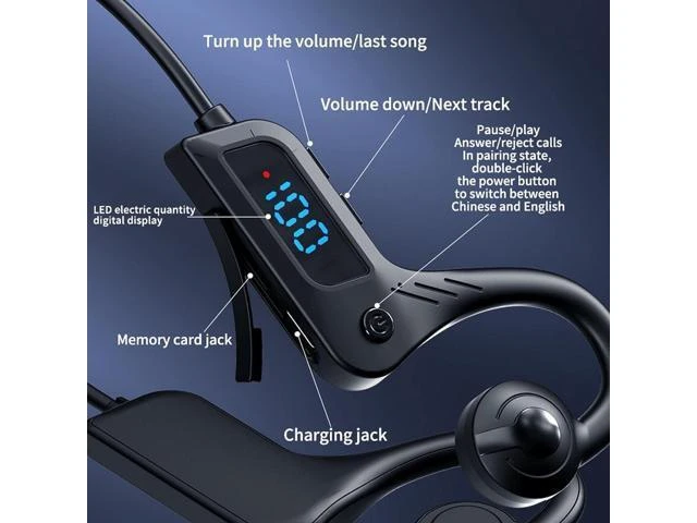 Alt view image 4 of 7 - Open-Ear Bone Conduction Headphones, Bluetooth Wireless Sports Headset with Mic for Running & Cycling (Situational Awareness)