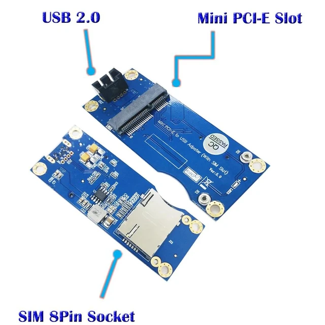Alt view image 2 of 5 - Mini PCI Express to USB Adapter Riser Card with SIM Card Slot WWAN/LTE 3G 4G 5G Wireless Modem Module 9Pin USB Cable Interface Converter Expansion Board for Desktop Computer PC Motherboard Unit