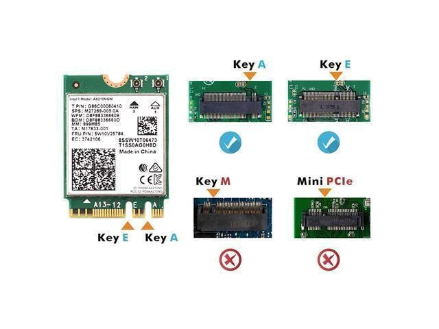 Alt view image 2 of 7 - AX210NGW AX210 WiFi 6E Tri Band 2.4G 5G 6G 3000Mbps Bluetooth 5.2 M2 2230 Key E NGFF 802.11ax Wireless Network Card Adapter MU MIMO OFDMA 6dBi Antenna Kit for Desktop PC Motherboard Windows 10 11