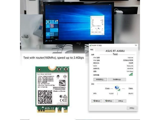 Alt view image 3 of 7 - AX210NGW AX210 WiFi 6E Tri Band 2.4G 5G 6G 3000Mbps Bluetooth 5.2 M2 2230 Key E NGFF 802.11ax Wireless Network Card Adapter MU MIMO OFDMA 6dBi Antenna Kit for Desktop PC Motherboard Windows 10 11