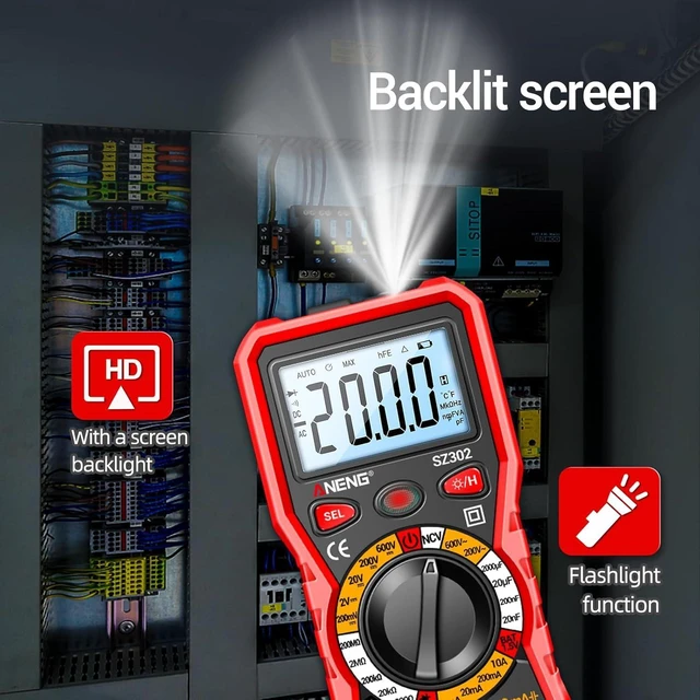 Alt view image 3 of 7 - Digital Multimeter Backlit LCD Ohm Volt Amp Meter AC DC Voltage Current NCV Non Contact Resistance Continuity Diodes Electrical Checker Tester Probe Tool for Automotive Car Battery Home Repair Red