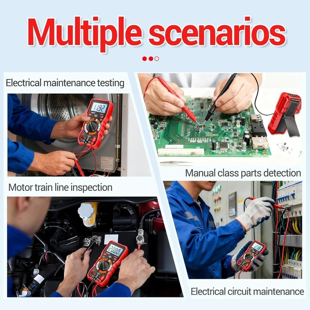 Alt view image 5 of 7 - Digital Multimeter Backlit LCD Ohm Volt Amp Meter AC DC Voltage Current NCV Non Contact Resistance Continuity Diodes Electrical Checker Tester Probe Tool for Automotive Car Battery Home Repair Red