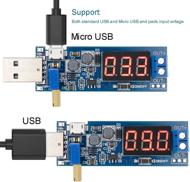 Alt view image 2 of 7 - USB Buck Boost Converter Adjustable Step Up Step Down Power Supply Module Voltage Regulator DC DC 5V to 3.3V 9V 12V 18V 24V Circuit Board Transformer for DIY Electronics Breadboard MCU Project 2 Pack