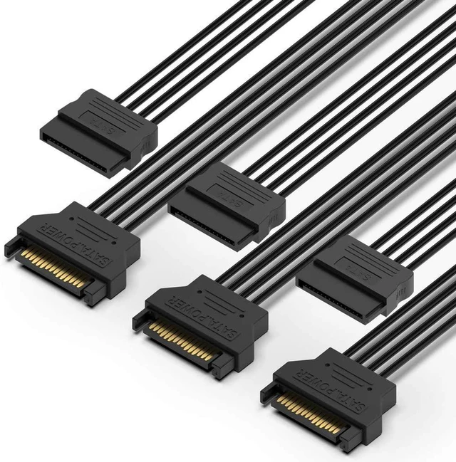 Main image of 15 Pin SATA Power Extension Cable Male to Female Extender Adapter Cord Serial ATA Hard Drive Internal Power Wire Harness Connector Lead Coupler Line for Desktop PC HDD SSD Optical CD Drives 3 Pack