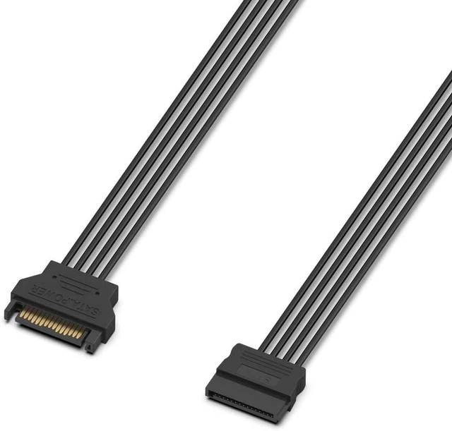 Alt view image 7 of 7 - 15 Pin SATA Power Extension Cable Male to Female Extender Adapter Cord Serial ATA Hard Drive Internal Power Wire Harness Connector Lead Coupler Line for Desktop PC HDD SSD Optical CD Drives 3 Pack