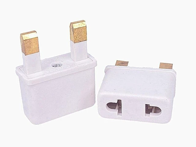 Main image of US EU to UK Plug Adapter 2 Pin Socket to 3 Pin Wall Power Outlet Converter Travel Charger Connector Electrical AC Mains Extension Grounded Fitting for Hotel Airport Vacation Office Home Use White