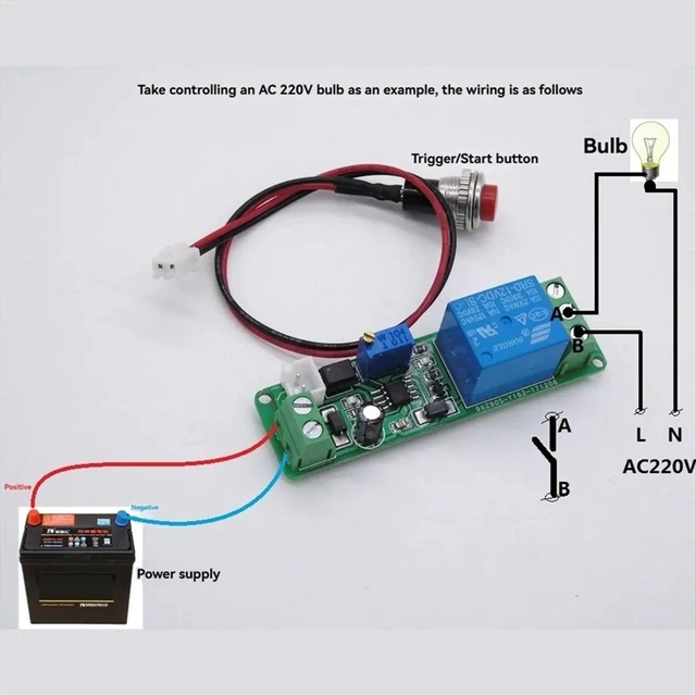 Alt view image 3 of 3 - DC 12V Delay OFF Timer Relay Module (1-10s Adjustable), NE555 Switch Board for Car/Home Automation DIY (10A Dry Contact)