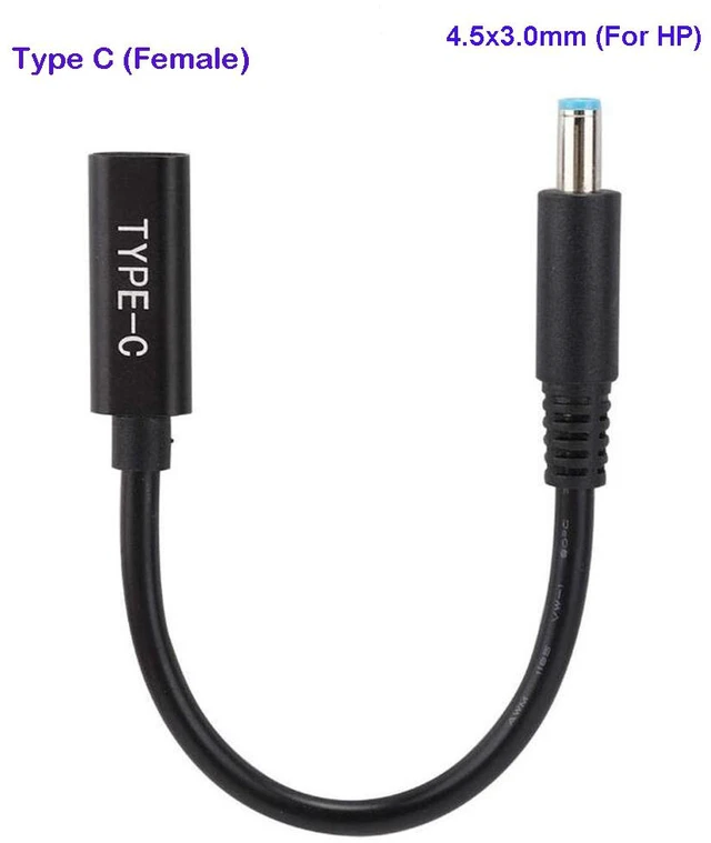 Main image of USB Type C Female to 4.5x3.0mm DC Jack PD Adapter Converter Cable Fast Charge Smart Plug 100W 65W for HP Pavilion EliteBook Stream TouchSmart 11 13 14 15 Folio 1040 G1 Spectre Ultrabook 13