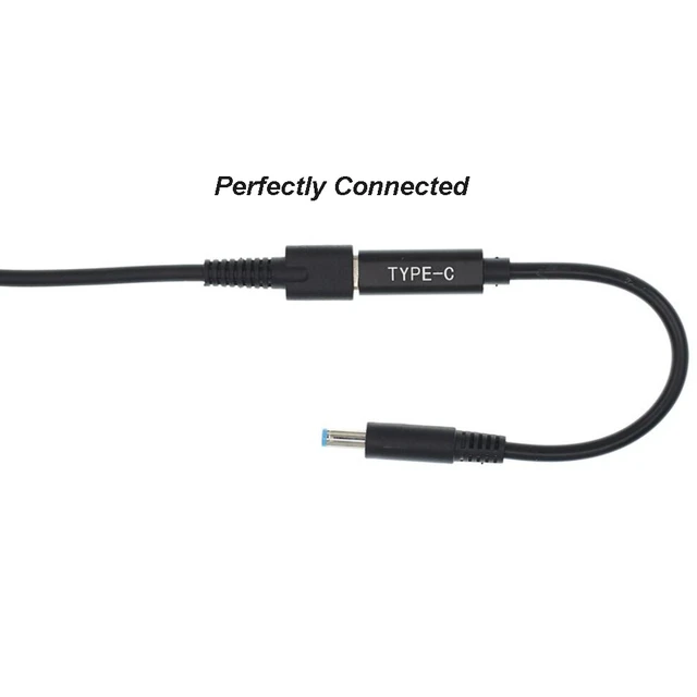 Alt view image 4 of 5 - USB Type C Female to 4.5x3.0mm DC Jack PD Adapter Converter Cable Fast Charge Smart Plug 100W 65W for HP Pavilion EliteBook Stream TouchSmart 11 13 14 15 Folio 1040 G1 Spectre Ultrabook 13