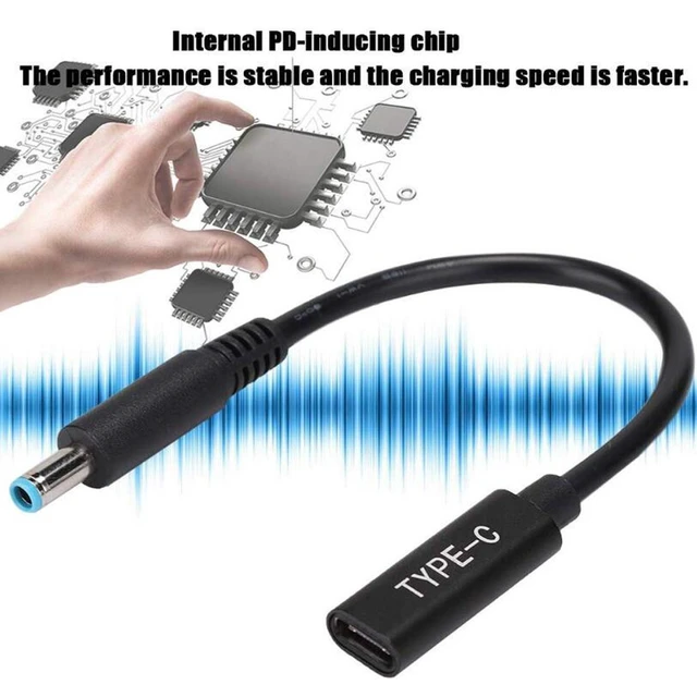 Alt view image 5 of 5 - USB Type C Female to 4.5x3.0mm DC Jack PD Adapter Converter Cable Fast Charge Smart Plug 100W 65W for HP Pavilion EliteBook Stream TouchSmart 11 13 14 15 Folio 1040 G1 Spectre Ultrabook 13
