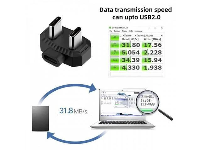 Alt view image 7 of 7 - Opposite U Shape Back Angled 180 Degree OTG Data Adapter USB C Type C Male to Male PD Power Fast Charging Connector 480Mbps Sync Transfer Converter Smart Phones Microphones Tablets Laptops