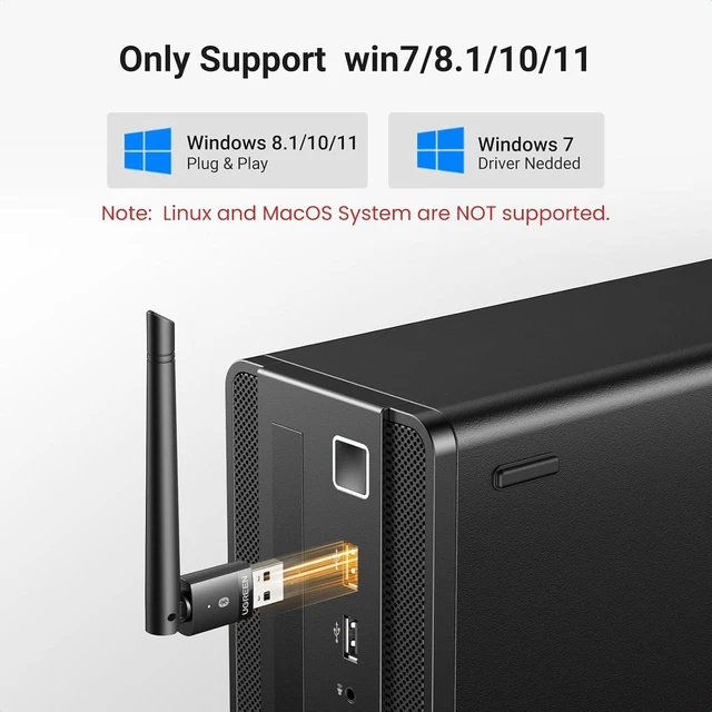 Alt view image 10 of 14 - UGREEN Bluetooth Adapter for PC, Bluetooth 5.4 Long Range Dongle Receiver EDR & BLE, Plug & Play for Windows 11/10/8.1, for Headphone/Keyboard/Mouse/Speakers/Printer