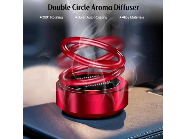 Alt view image 2 of 5 - Solar-Powered Kinetic Car Air Freshener (Requires DIRECT Sunlight to Spin), Auto-Rotating Double Ring Dashboard Aroma Diffuser (No Batteries)