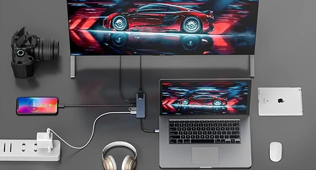 Alt view image 7 of 7 - 5-in-1 USB C Hub with 4K HDMI & Gigabit Ethernet, 100W PD Charging Port, 2x USB 3.0 Multiport Adapter (Requires DP Alt Mode)