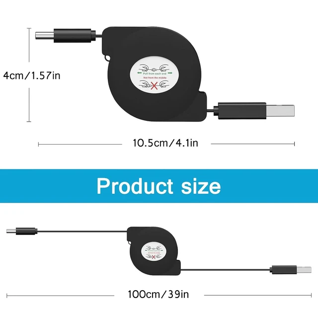 Alt view image 5 of 7 - Retractable USB-C Car Charger Cable (MUST Pull Both Ends Simultaneously!), 3.3ft USB A to Type C Cord for Samsung S24/S23 (NOT for Pixel/iPhone Fast Charge)
