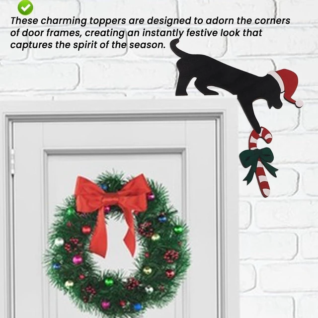 Alt view image 3 of 7 - Christmas Door Corner Sign (Reversible Left/Right), Wooden Door Frame Topper Holiday Ornament for Home Decor (Includes Safe Mounting Tape)
