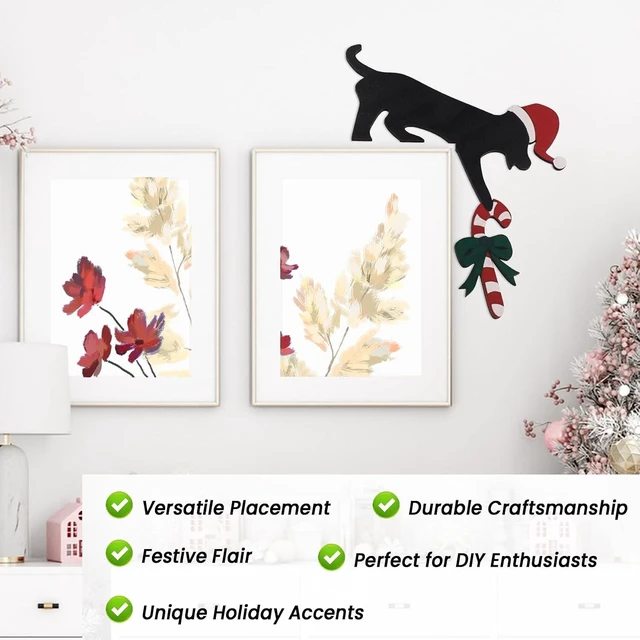 Alt view image 7 of 7 - Christmas Door Corner Sign (Reversible Left/Right), Wooden Door Frame Topper Holiday Ornament for Home Decor (Includes Safe Mounting Tape)