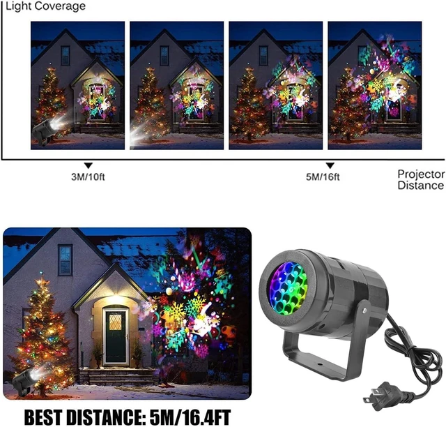 Alt view image 2 of 7 - 16-Pattern Christmas Projector Light (Best at 10-15 ft Distance), LED Holiday Spotlight with Slides for Indoor/Outdoor Wall Decor (Keep Plug Dry)