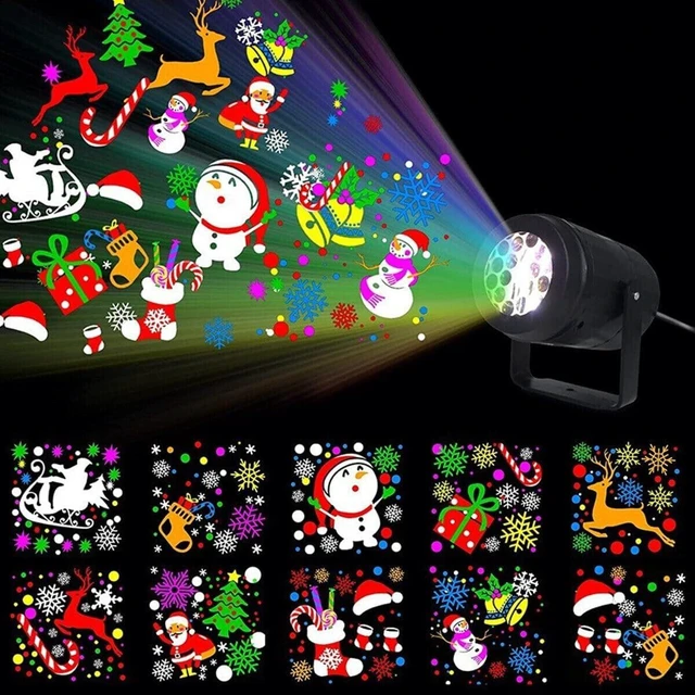 Alt view image 5 of 7 - 16-Pattern Christmas Projector Light (Best at 10-15 ft Distance), LED Holiday Spotlight with Slides for Indoor/Outdoor Wall Decor (Keep Plug Dry)