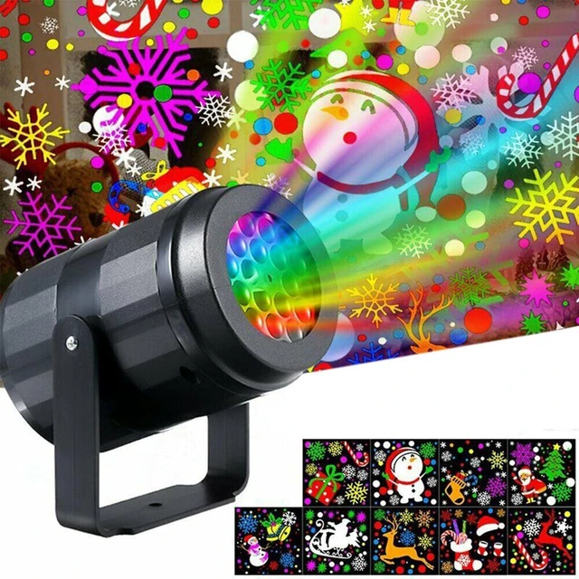Main image of 16-Pattern Christmas Projector Light (Best at 10-15 ft Distance), LED Holiday Spotlight with Slides for Indoor/Outdoor Wall Decor (Keep Plug Dry)