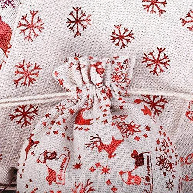 Alt view image 4 of 7 - Christmas Drawstring Goody Bags Set (16 Pcs, Jute/Burlap Material), Mini Reusable Treat Pouches for Holiday Jewelry, Crafts & Candy Favors