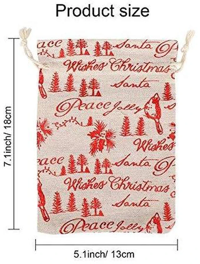 Alt view image 6 of 7 - Christmas Drawstring Goody Bags Set (16 Pcs, Jute/Burlap Material), Mini Reusable Treat Pouches for Holiday Jewelry, Crafts & Candy Favors