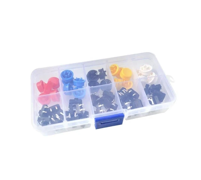 Alt view image 2 of 3 - 25PCS Tactile Momentary Module Button Momentary 12*12*7.3MM Micro switch button + 25PCS Tact Cap(5 colors)