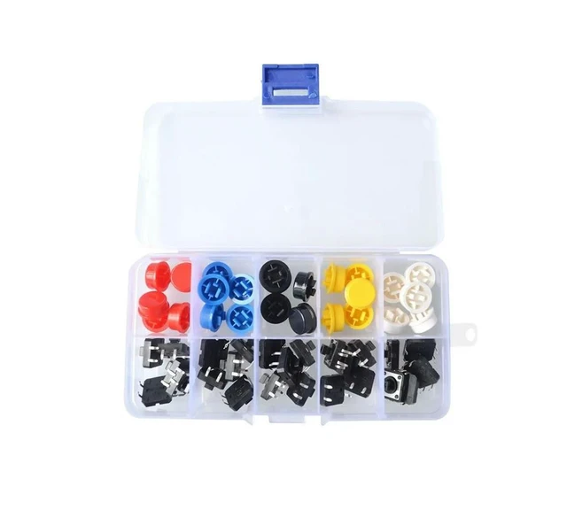 Alt view image 3 of 3 - 25PCS Tactile Momentary Module Button Momentary 12*12*7.3MM Micro switch button + 25PCS Tact Cap(5 colors)