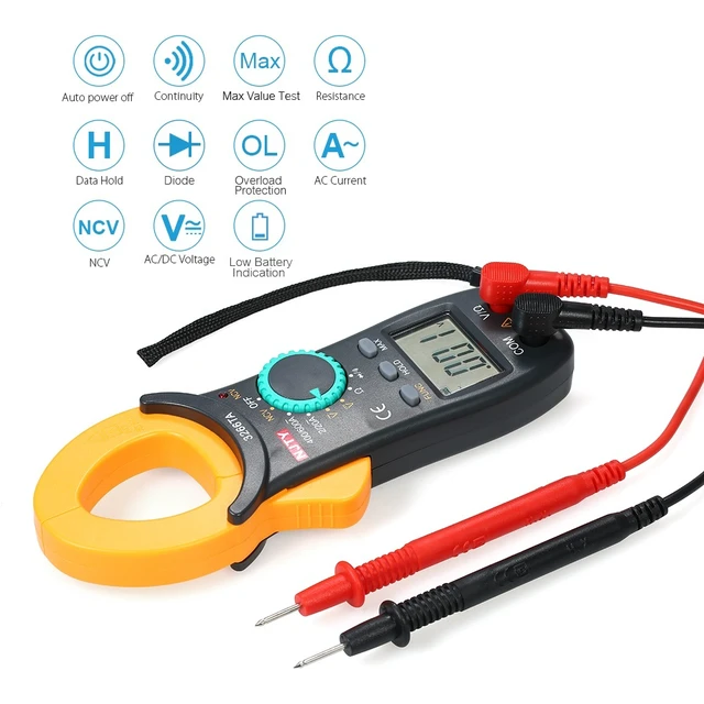 Alt view image 3 of 7 - Digital Clamp Meter (Measures AC CURRENT ONLY!), Auto-Ranging Multimeter with NCV / Measures AC/DC Voltage & Resistance (Warning: NO DC Current!)
