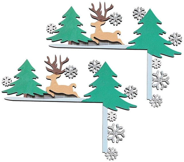 Main image of Wooden Christmas Door Frame Corner Decoration - Festive Holiday Ornament, Reversible Design, Damage-Free Installation, 8 x 8 Inches
