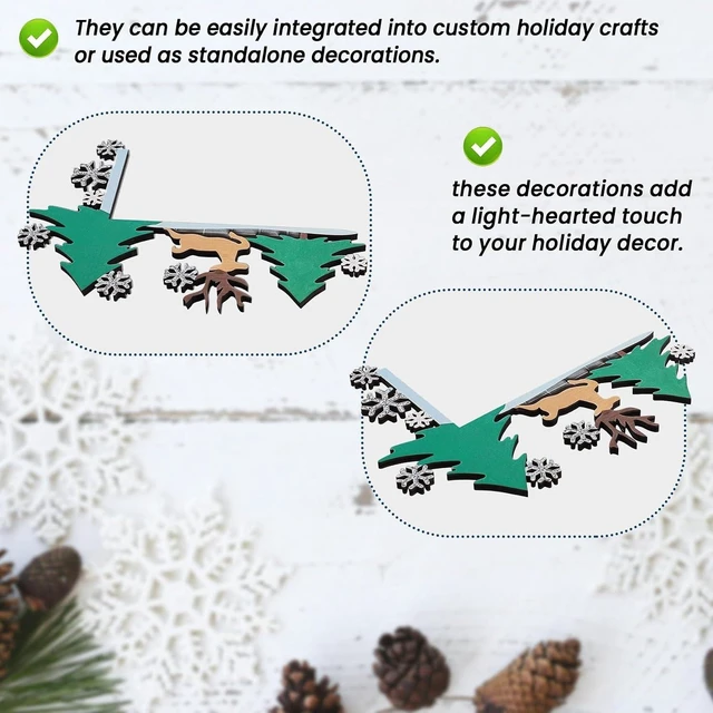 Alt view image 2 of 7 - Wooden Christmas Door Frame Corner Decoration - Festive Holiday Ornament, Reversible Design, Damage-Free Installation, 8 x 8 Inches