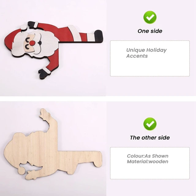 Alt view image 4 of 7 - Laser-Cut Wooden Christmas Door Frame Corner Sign - Holiday Festive Decoration, Damage-Free Mount, 8 x 8 Inches