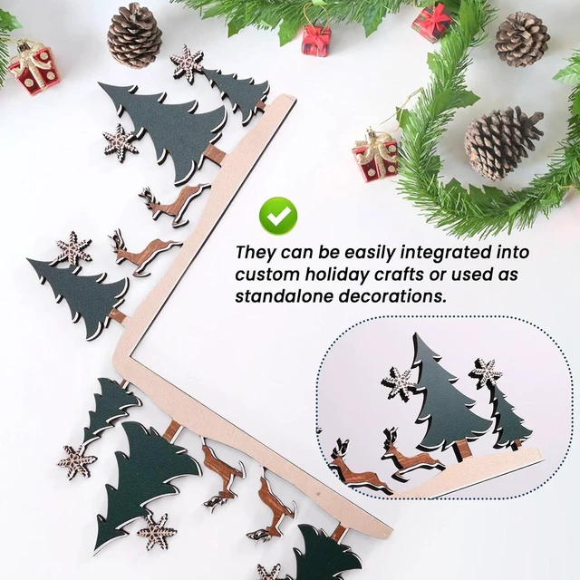 Alt view image 3 of 7 - Wooden Christmas Door Frame Corner Decoration - Festive Holiday Sign, Reversible Right-Angle Design, Damage-Free Mount, 8 x 8 Inches