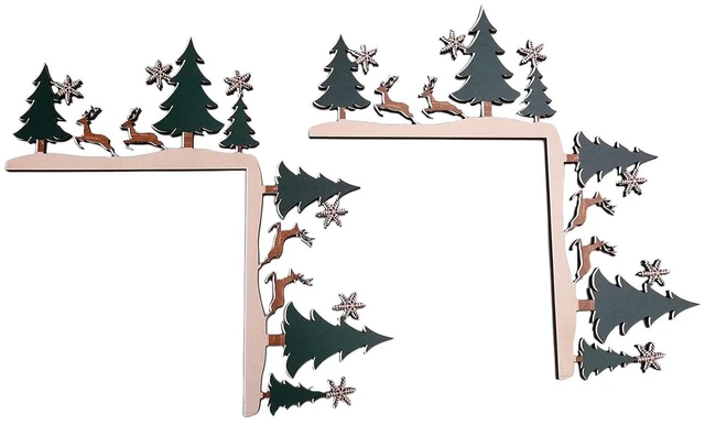 Main image of Wooden Christmas Door Frame Corner Decoration - Festive Holiday Sign, Reversible Right-Angle Design, Damage-Free Mount, 8 x 8 Inches