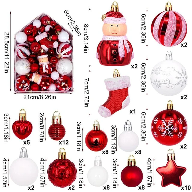 Alt view image 2 of 6 - Shatterproof Christmas Tree Ornaments Set - Red/Green/Gold Assortment, Multiple Finishes, Pre-looped Lanyards, 72-Piece
