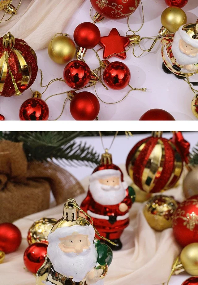 Alt view image 5 of 6 - Shatterproof Christmas Tree Ornaments Set - Red/Green/Gold Assortment, Multiple Finishes, Pre-looped Lanyards, 72-Piece