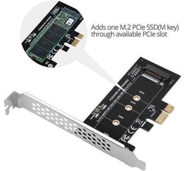 Alt view image 3 of 5 - NVMe M2 SSD to PCIe 3.0 2.0 1.0 x1 Host Controller Expansion Card NGFF M Key AHCI 2280 2260 2242 2230 Solid State Drive Adapter For Desktop PC Storage Expansion Upgrade With Low Profile Bracket