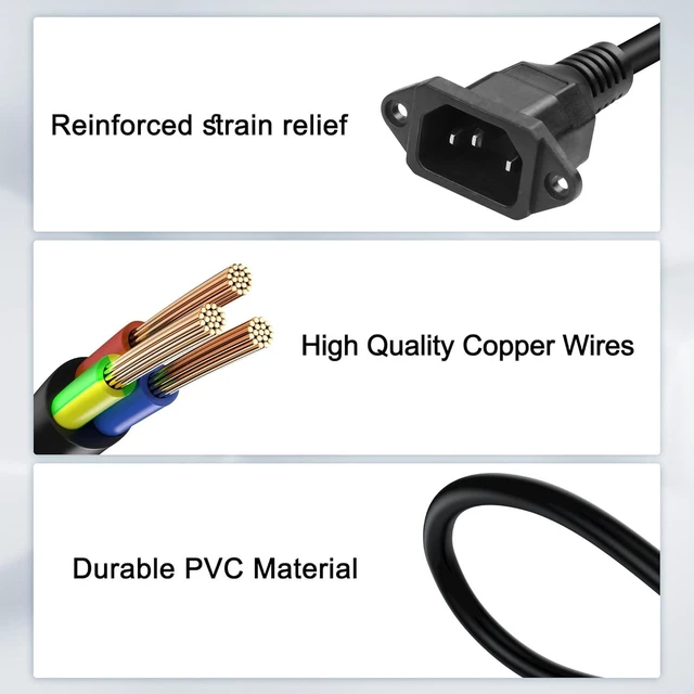 Alt view image 7 of 7 - 90 Degree Right Angle IEC 320 C13 to C14 AC Power Plug Adapter Cable C13 3 Pin Female to C14 3 Pin Male Wall Mount PDU Supply Extension Cord For Desktop Computers Lighting Displays 40cm