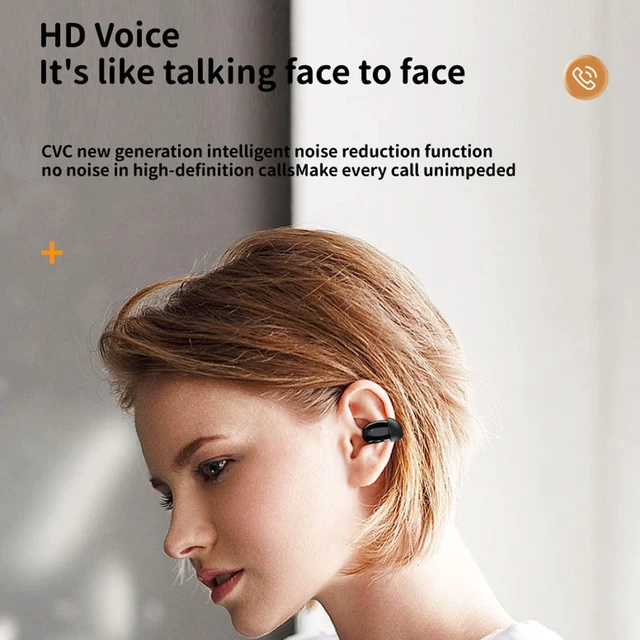 Alt view image 2 of 5 - Open Ear Clip-On Wireless Earbuds - Bluetooth 5.3 Air Conduction Headphones, Directional Audio, Built-in Mic, Type-C, Black