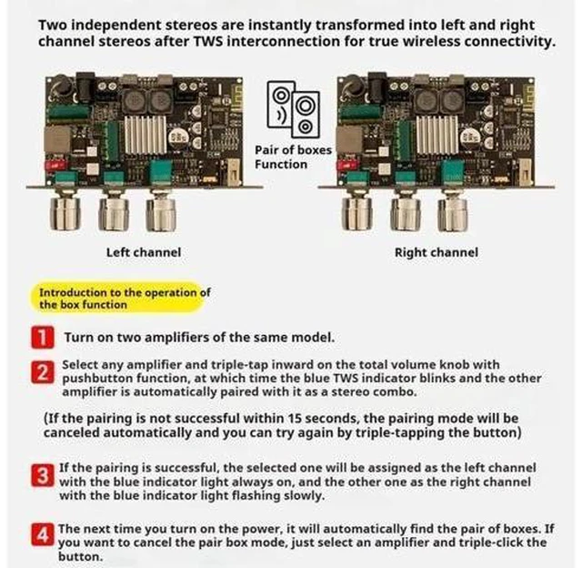 Alt view image 2 of 3 - 100W Mono Bluetooth Digital Amplifier Board - Class-D Single Channel Audio Amp, TWS Pairing, Treble & Bass Control, DC 12-24V